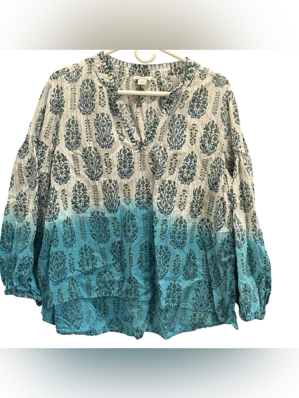 Sundance Olivia Ombre Womens Boho Top Tunic Blue Green Size Large